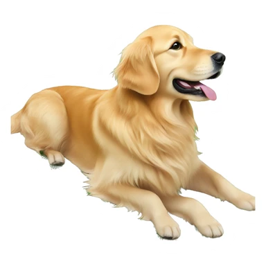 Golden retriever on back in grass looking backwards sticker
