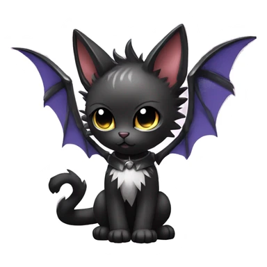 Shiny Chibi Cool Punk Black beautiful fantasy Kawaii Sona Fakemon-cat-animal with edgy bat-wings-ears Full Body sticker