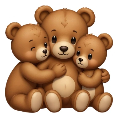 Brown teddy bear with two people on each side kissing it sticker