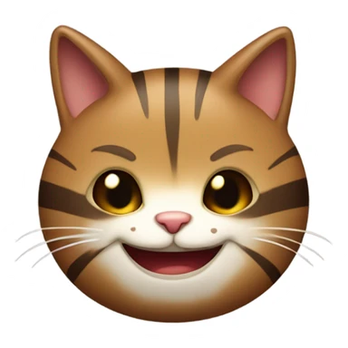 small fat brown striped cat with evil joker smile sticker