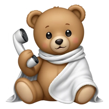 teddy bear cozy in blanket phone call sticker