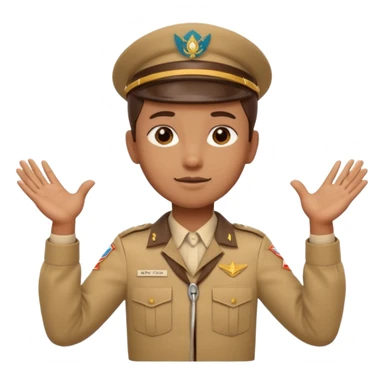 “Emoji-style person in a scout uniform making a balancing gesture with both hands sticker