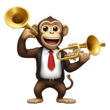 A monkey holding a trumpet sticker