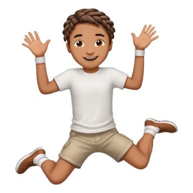 brown boy with braids jumping sticker