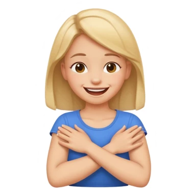 Arms crossed holding neck laughing girl sticker