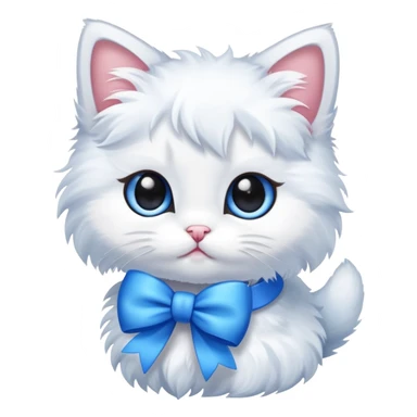 Fluffy kitten with a bow sticker