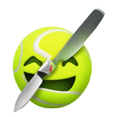 Tennis ball with knife sticker