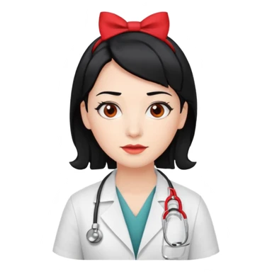 doctor with black hair and red hairclips  sticker