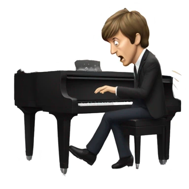 Paul McCartney playing piano with an explosion behind him sticker
