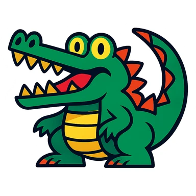 vibrant toon-style crocodile with bold colors and exaggerated features sticker