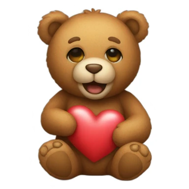 teddy bear holding a heart sticker