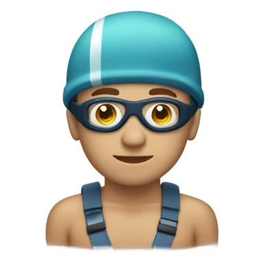 a white man with a swimming cap and goggles in the water sticker