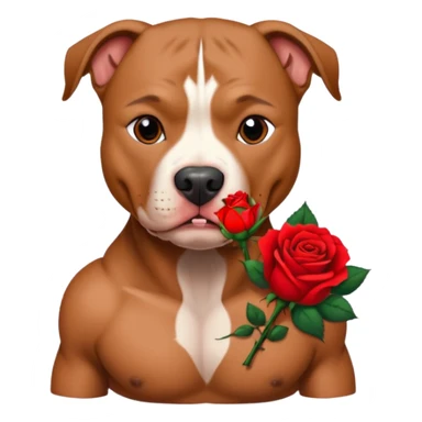 pitbull with red rose tattoo sticker