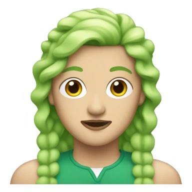 white transgender nonbinary with green mullet and a mustache and makeup sticker