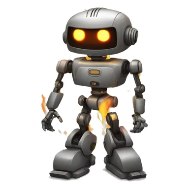 the robot is on fire after the battle sticker