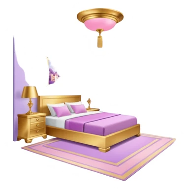 luxury studio apartment with pink, gold and lilac decorations sticker