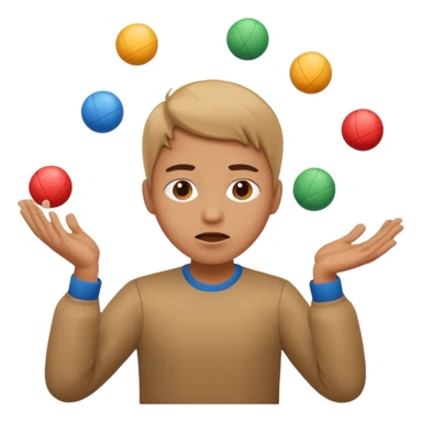 an emoji that depicts a product manager juggling work with panic sticker