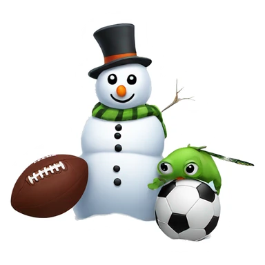 Snowman smothering a football with dragonfly sticker