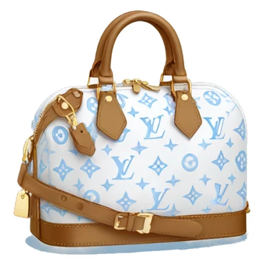 White Designer Louis Vuitton bag with baby blue monogram  sticker