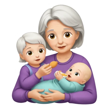 Grandmother feeding - 7 month granddaughter sticker