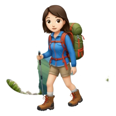 Brunette girl hiking sticker