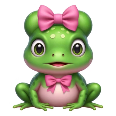 cute frog with a pink bow, portrait, bust up sticker
