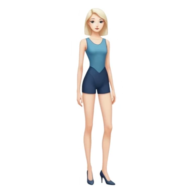 Tall slender woman with elongated arms and legs, sharp angular facial features with high cheekbones and defined jawline sticker