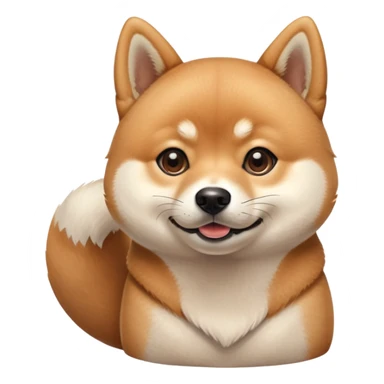 cute Shiba Inu dog with a playful, side-eye expression and a tilted head. The dog has light brown fur, big round eyes, and a soft smirk sticker