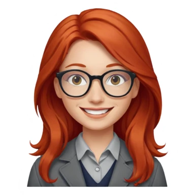 Profesora joven de fotografía, sonrriente cabello rojizo y de pelo largo  sticker