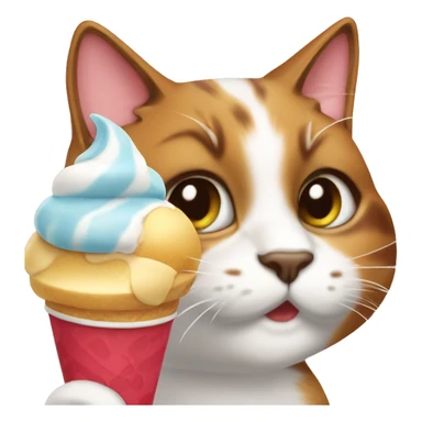 calico cat with icecream sundae  sticker