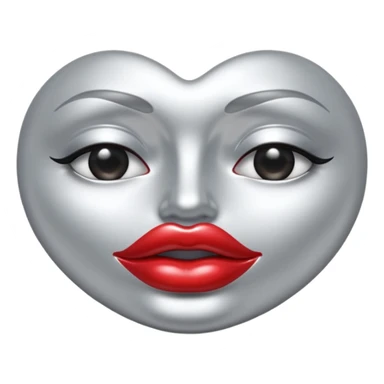 A seductive pair of slightly parted lips emoji made of liquid silver chrome, smooth glossy metallic surface, soft sensual curves, subtle reflections, luxury sexy aesthetic, minimal iOS emoji style, centered composition, clean white background, soft studio lighting, no text sticker