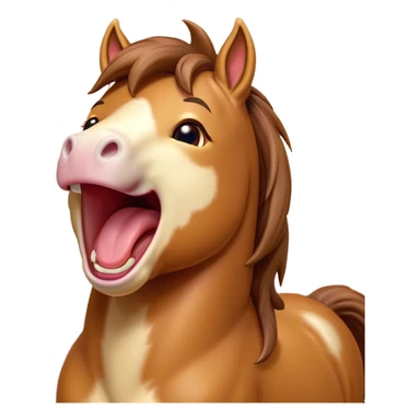 Cinematic Cute Yawning Bay Horse Portrait Emoji, Head tilted slightly with a dramatic, wide-open yawn, revealing a smooth bay fur with a subtle luster, floppy ears slightly drooping, round amber eyes barely open in drowsy contentment, Simplified yet irresistibly adorable features, highly detailed, glowing with a soft, cozy glow, high shine, relaxed yet expressive, stylized with a touch of equine whimsy, bright and endearing, soft glowing outline, capturing the essence of a sleepy yet affectionate horse, so drowsy it feels like it could stretch out of the screen and curl up for a nap! sticker