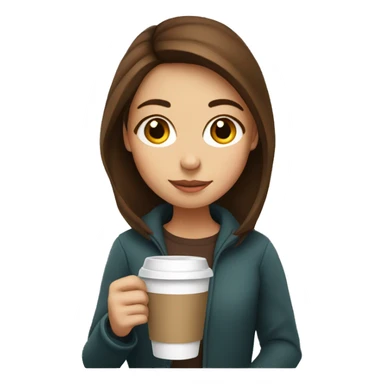 girl with brown hair gazing drinking coffee sticker