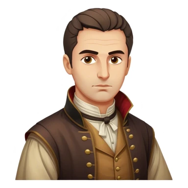 Cinematic Realistic Marko Marulić Portrait Emoji, depicted as a celebrated Croatian writer with a reflective expression and period clothing, rendered with rich textures and warm literary lighting that captures his historical influence. sticker