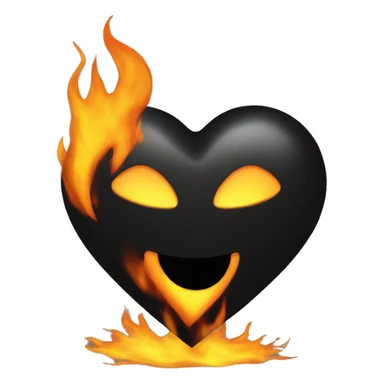 Black heart in flame sticker
