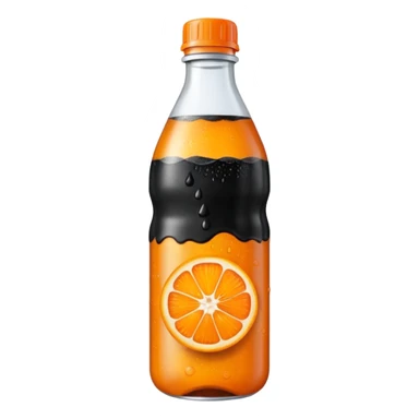 Create a drink in a plastic bottle with a black liquid named Kofola and orange sticker
