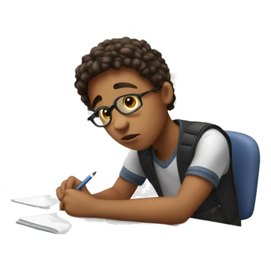 a teenager taking an exam sticker