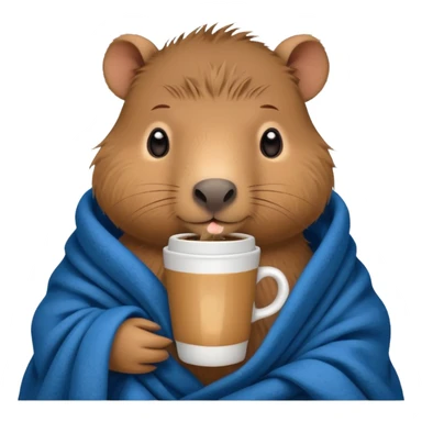 baby capypara in cozy blanket, drink coffee sticker
