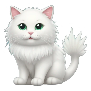 white fluffy cat with big mermaid fish tail sticker