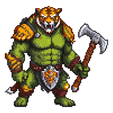 Fierce tiger orc with battle axe sticker