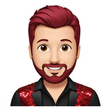 Joey Fatone from 'N Sync with dark red hair, black sequin outfit sticker