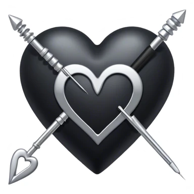 Black heart with needle sticker