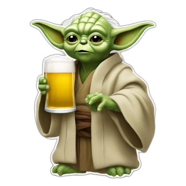 Yoda qui boire une bière sticker