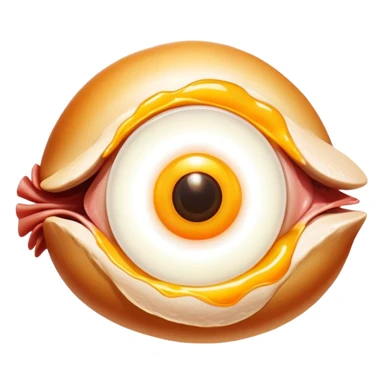 Chicken pieces with liver and egg yolk surrounding a central eye that beams light to patches of skin. The vitamin A-rich foods glow with golden energy that flows through the eye and onto the skin, showing improved vision and skin regeneration. sticker