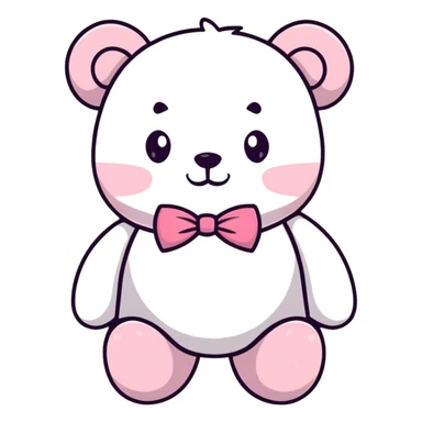 light pink teddy bear with pink bow tie sticker