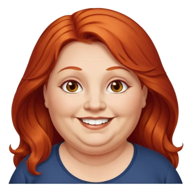 obese; older 50's ; long red hair ; women hazel eyes sticker