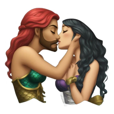 Mermaid and woman pirate kissing sticker