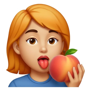 Me licking a peach sticker