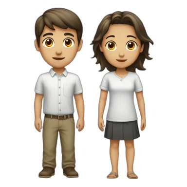 a standing boy behind a girl  sticker