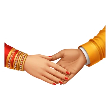 Two hands in a engagement..One hand of groom and one hand of bride. Bride hand - red/yellow saree. groom- light orange punjabi (oonly hands will be visible in the image) sticker